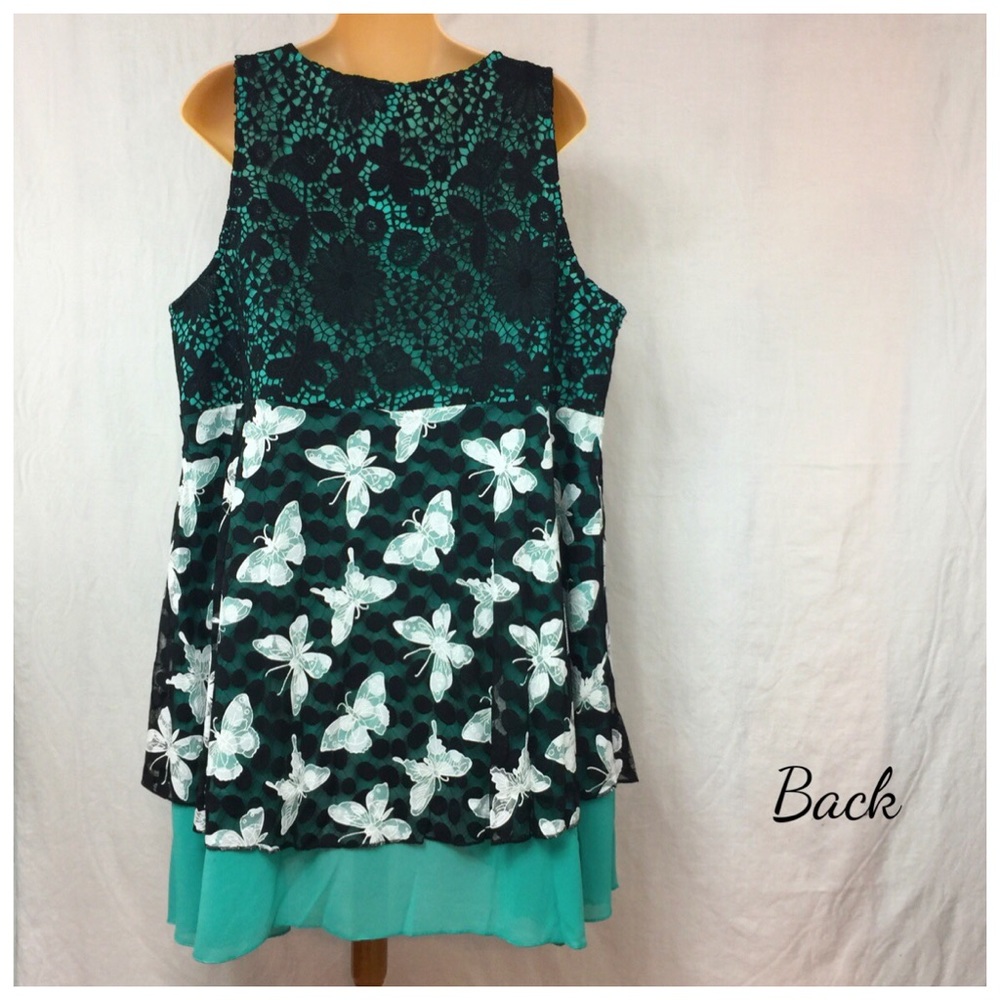 Butterfly Design Summer Formal Top Size 2X - US 18 Boutique NEW - Picture 6 of 9